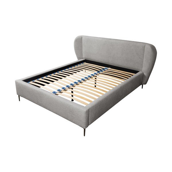 Helehall polsterdatud kaheinimesevoodi koos voodipõhjaga 140x200 cm Makana - Makamii-image-2