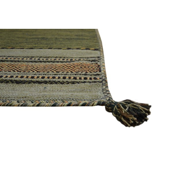 Roheline-pruun puuvillane vaip , 60 x 240 cm Antique Kilim - Webtappeti-image-2