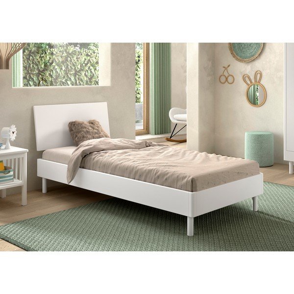 Valge pöögipuidust üheinimesevoodi koos voodipõhjaga 90x200 cm Forrest - Vipack-image-1