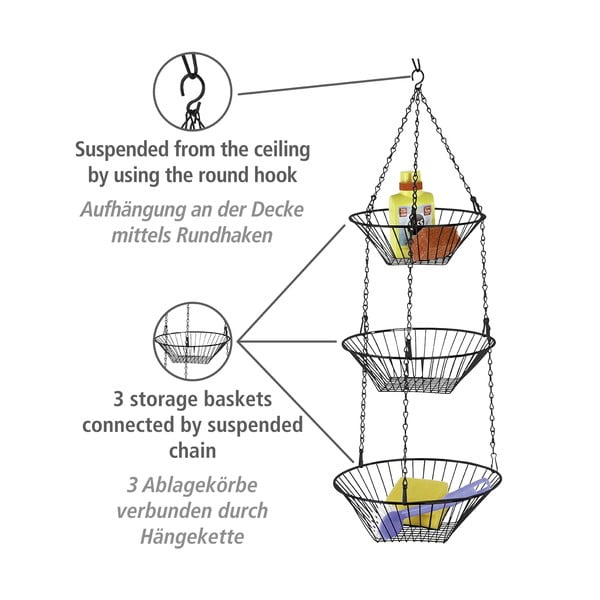 Metallist rippuv puuviljakorv Trio - Wenko-image-3