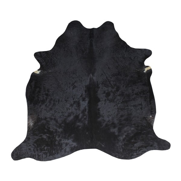 Černý koberec z hovězí kůže, 220 x 240 cm