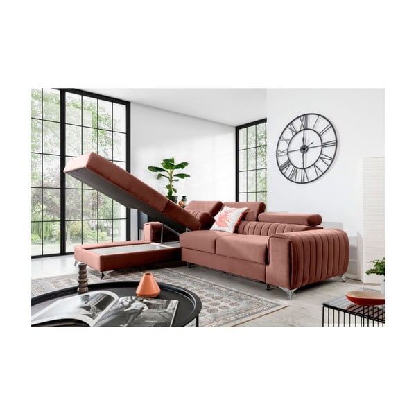 Roosa sametist lahtikäiv/sahtliga nurgadiivan (vasak nurk/lamamisosaga) Grayson – ELTAP-image-3