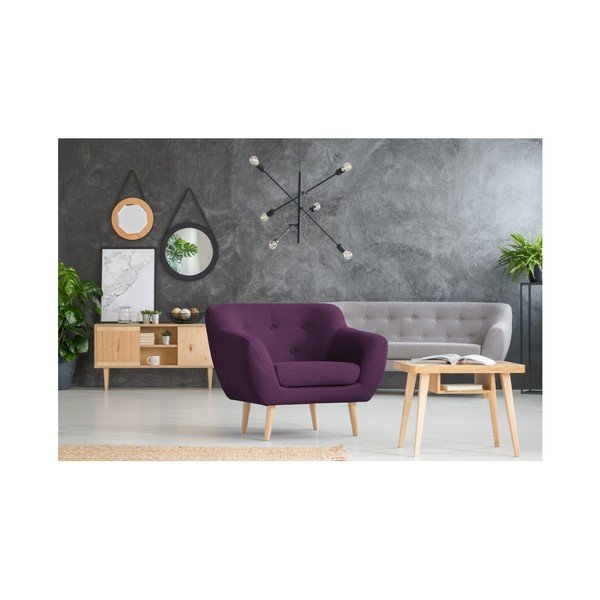 Fialové křeslo se světlými nohami Mazzini Sofas Sicile-image-4
