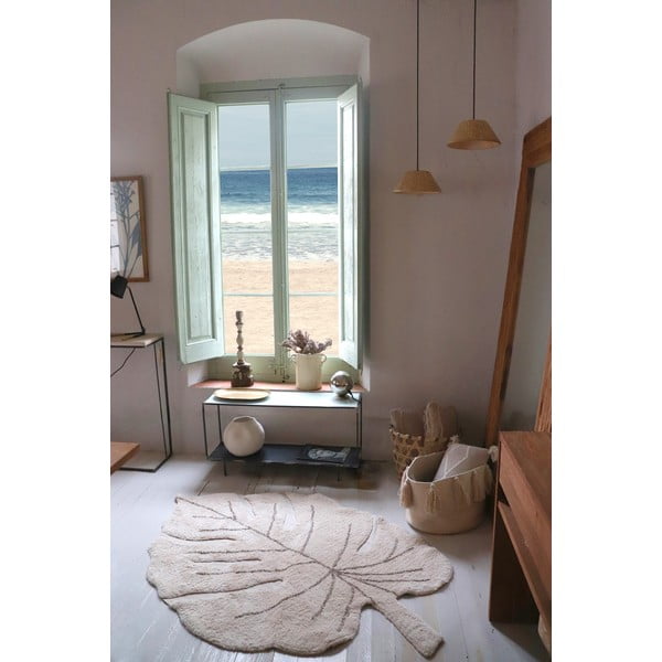 Beež pestav käsitsi kootud puuvillane laste vaip 120x180 cm Monstera Natural - Lorena Canals-image-3