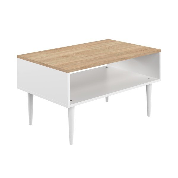 Valge kohvilaud tammeplaadiga 80x47 cm Horizon - TemaHome-image-3