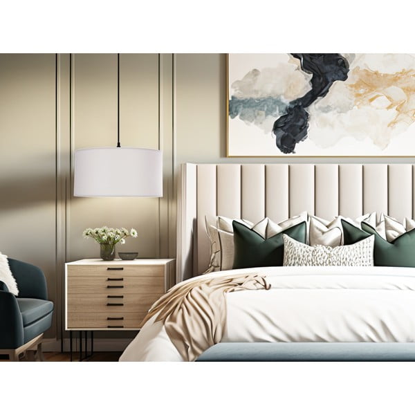 Valge rippvalgusti tekstiilist varjuga ø 40 cm Shanti - Candellux Lighting-image-1