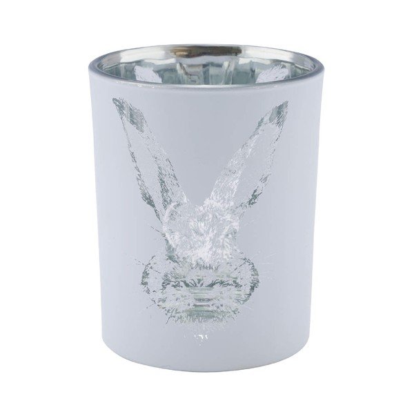 Valge klaasist küünlajalg Rabbit - Ego Dekor
