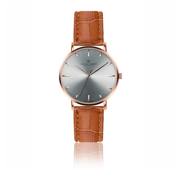 Unisex hodinky s hnědým páskem z pravé kůže Frederic Graff Shine
