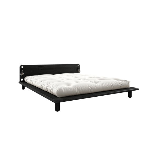 Černá dvoulůžková postel s lampičkami a matrací Double Latex Karup Design Peek, 160 x 200 cm