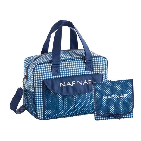 Set modré tašky na kočárek a přebalovací podložky Naf Naf Vichy