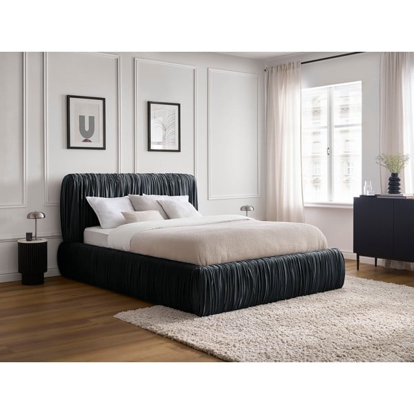 Helesinine polsterdatud kaheinimesevoodi koos panipaigaga 180x200 cm Blair - Bobochic Paris-image-1