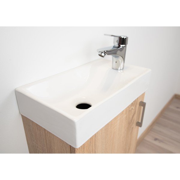 Puiduvärvi tammespooniga seinale valamuga segistita üksus  40x79 cm Oia – STOLKAR-image-2