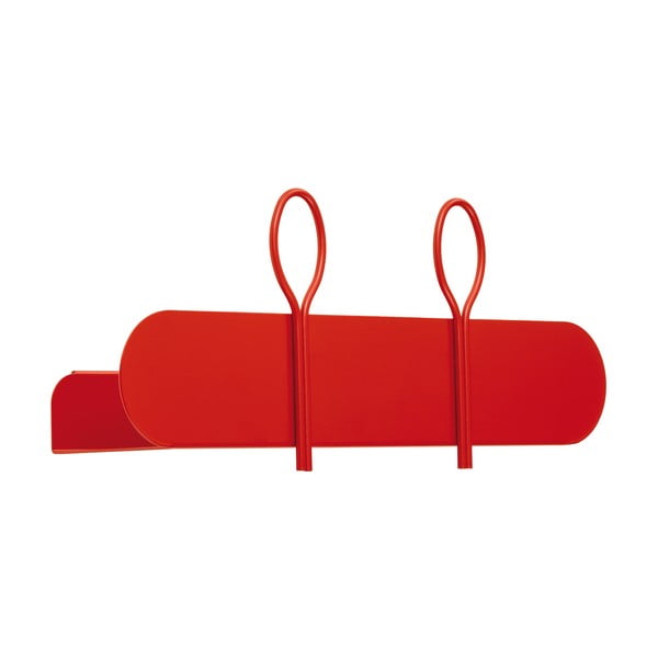 Červený nástěnný věšák se 2 háčky a poličkou MEME Design Balloon