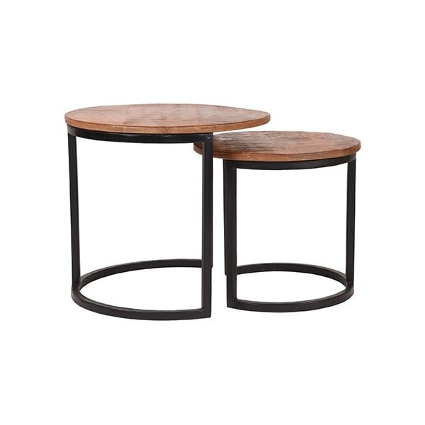Sada 2 odkládací stolků z mangového dřeva LABEL51 Coffee, ⌀ 40 cm a ⌀ 50 cm