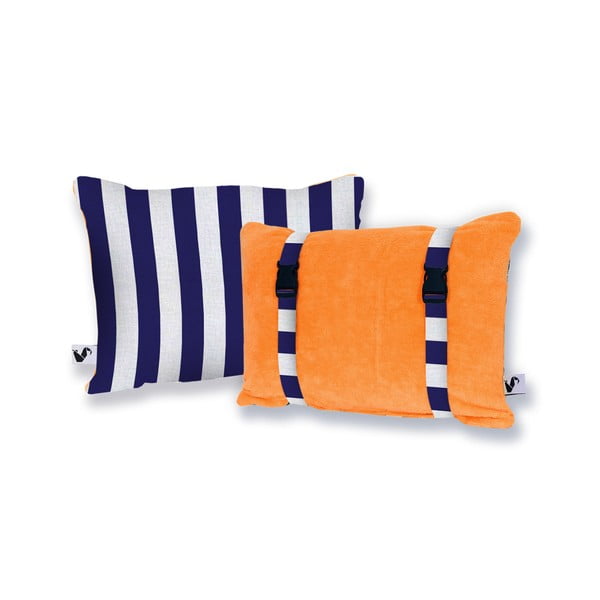Oranžový oboustranný plážový polštář Origama Blue Stripes