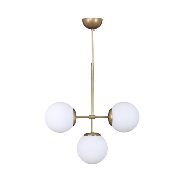 Kuldne-valge klaasist varjuga rippvalgusti ø 15 cm Seagull - Squid Lighting