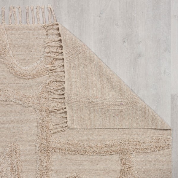 Beež käsitsi kootud villane vaip 160x230 cm Loma - Flair Rugs-image-3
