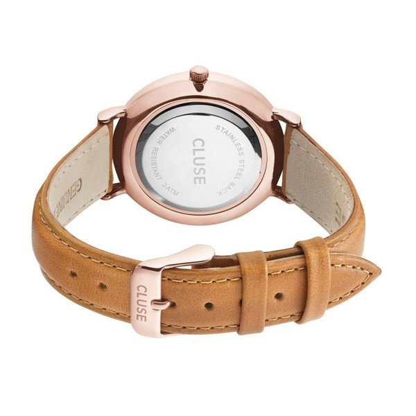 Dámské hodinky s s světle hnědým koženým řemínkem a detaily v barvě růžového zlata Cluse La Bohéme-image-2