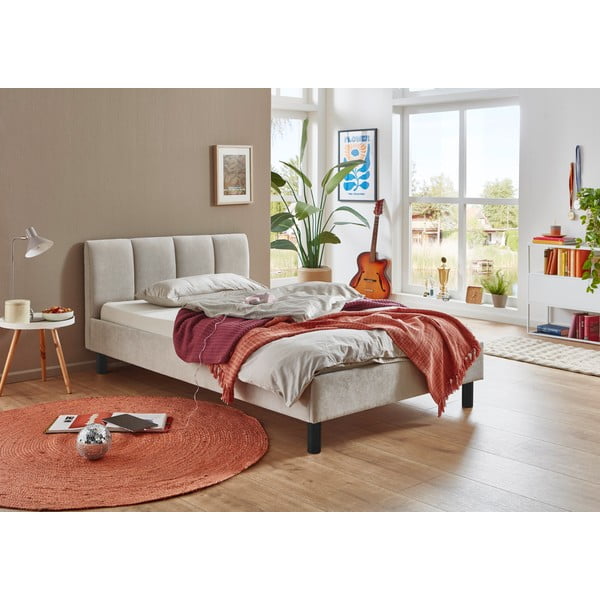 Beež polsterdatud üheinimesevoodi ilma liistudeta 120x200 cm Joker - Meise Möbel-image-1