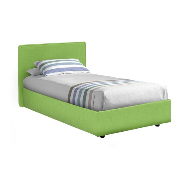 Zelená jednolůžková postel s úložným prostorem a matrací 13Casa Ninfea, 80 x 190 cm