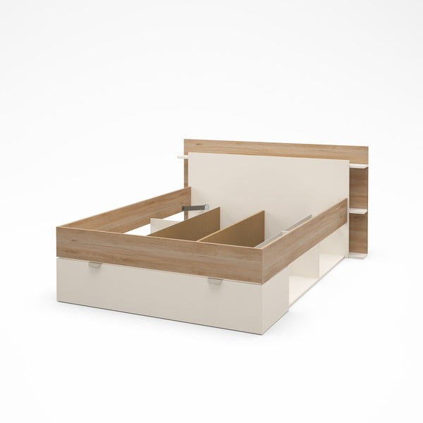 Valge tammespoonist kaheinimesevoodi ilma voodipõhjata 140x190 cm Albo - Marckeric-image-3