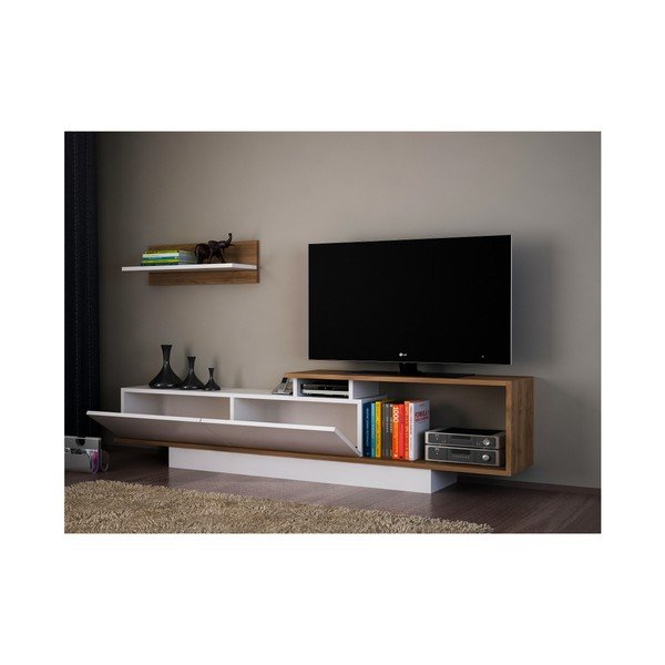Valge TV-komplekt 180x55x30 cm Asos – Woody Fashion-image-2