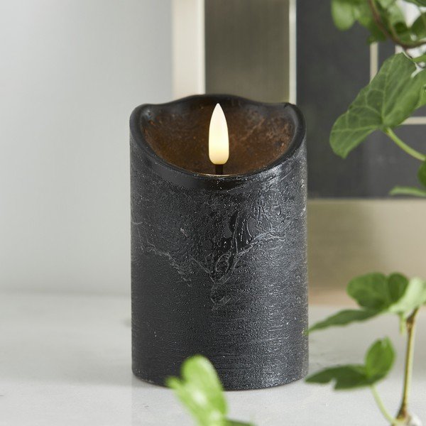 Mustast vahast LED-küünal, kõrgus 12,5 cm Flamme Rustic - Star Trading-image-1