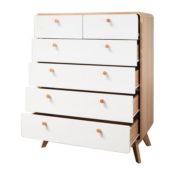 Kõrge tammedekooriga valge kummut 81x104 cm Caitlin - Støraa-image-4