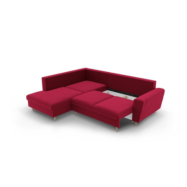 Punane sametist panipaigaga nurgadiivanvoodi (vasak nurk/"L"-kujuline) Kyoto - Cosmopolitan Design-image-3