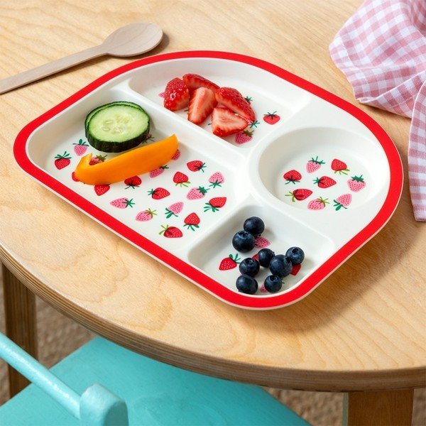 Punane/beež plastmassist lastetaldrik 21x27 cm Little Strawberry - Rex London-image-1
