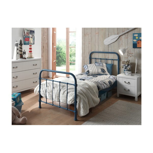 Sinine metallist lastevoodi - Vipack New York, 90 x 200 cm-image-2