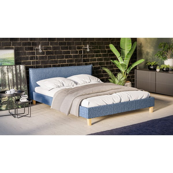 Sinine topitud kaheinimese voodi koos võrega 160x200 cm Tina - Ropez-image-2