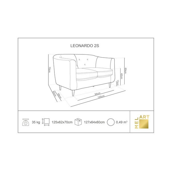 Krémová pohovka Kooko Home Love, 125 cm-image-3