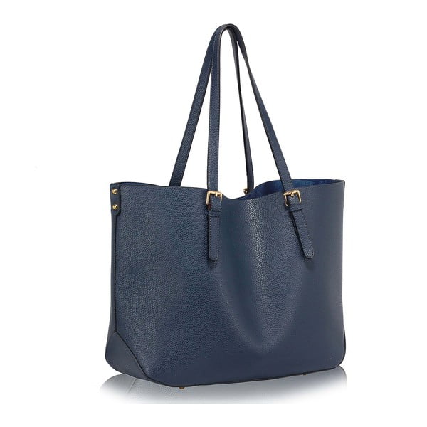 Tmavě modrá kabelka z eko kůže L&S Bags Shopper