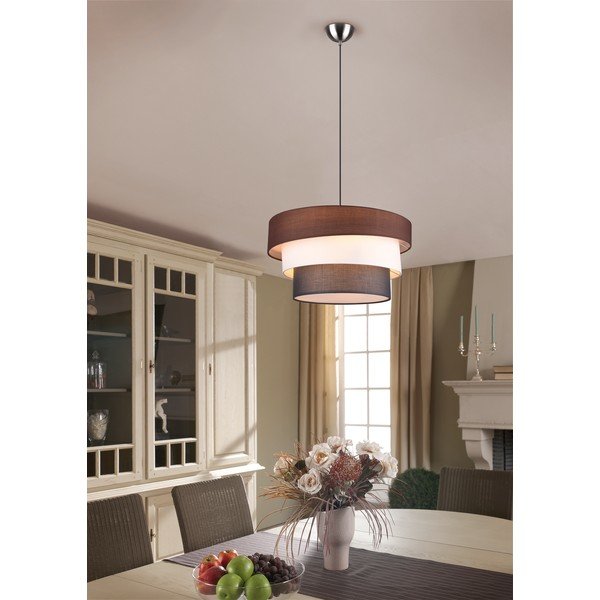 Hall-pruun rippvalgusti tekstiilist varjuga ø 45 cm Ibis - Trio-image-1