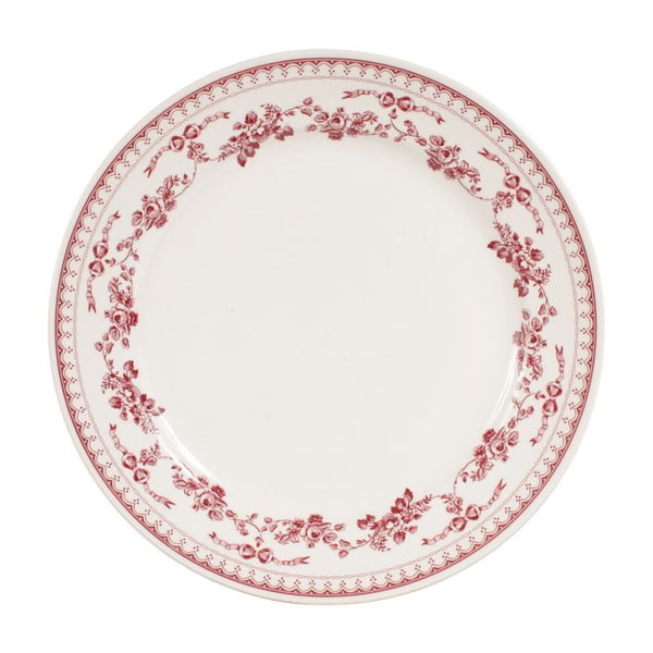 Červenobílý jídelní talíř Comptoir de Famille Faustine, 26,5 cm