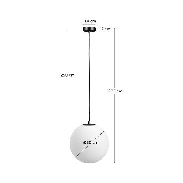 Valge/must metallist ripplamp klaasist varjuga, ø 30 cm Brisia - Kave Home-image-3