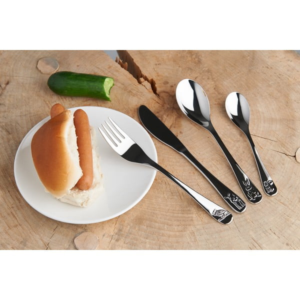 Roostevabast terasest laste söögiriistad hõbedased 4 tk Forest Animals - Zilverstad-image-1