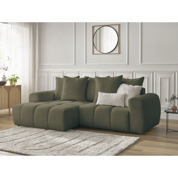 Khaki värvi bukleekangast panipaigaga nurgadiivanvoodi (vasak nurk) Roxelane - Bobochic Paris-image-4