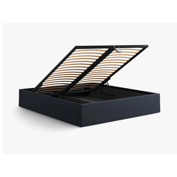 Tumesinine polsterdatud kaheinimesevoodi panipaigaga/ilma peatsita, koos raamiga 140x200 cm Susan – Micadoni-image-3