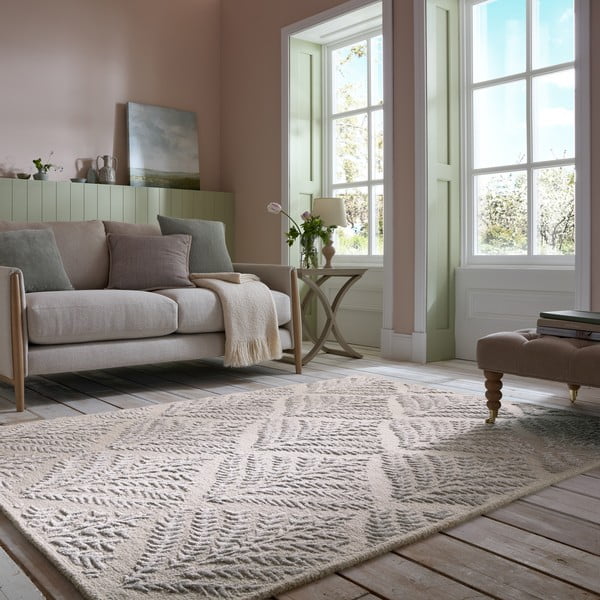 Hall-beež käsitsi kootud villaseguga vaip 160x230 cm Sloane - Flair Rugs-image-1