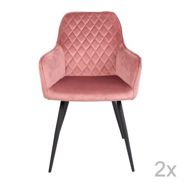 Sada 2 růžových sametových jídelních židlí House Nordic Harbo
