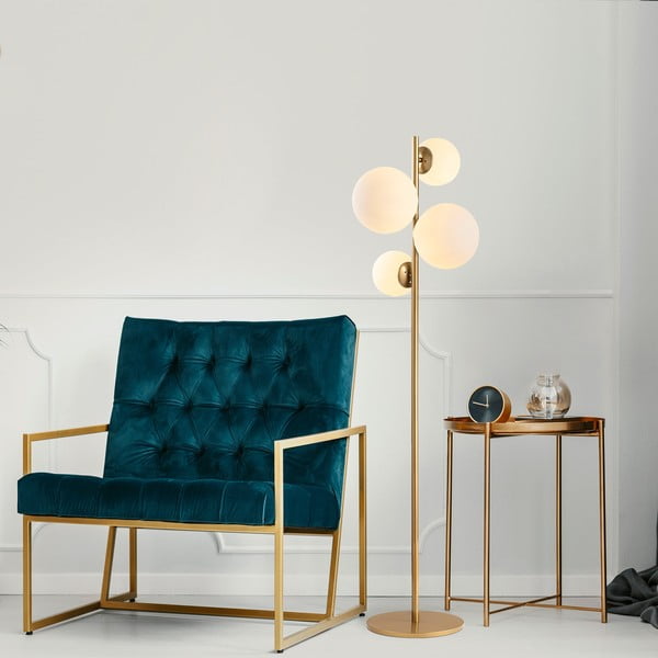 Kuldne põrandavalgusti klaasist varjuga (kõrgus 162 cm) Fazli - Opviq lights-image-1