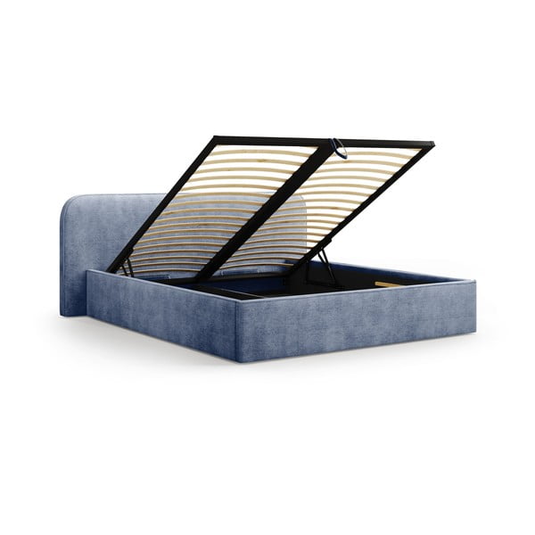 Tumesinine polsterdatud kaheinimesevoodi koos panipaiga ja voodipõhjaga 180x200 cm Elizabeth - Micadoni-image-2