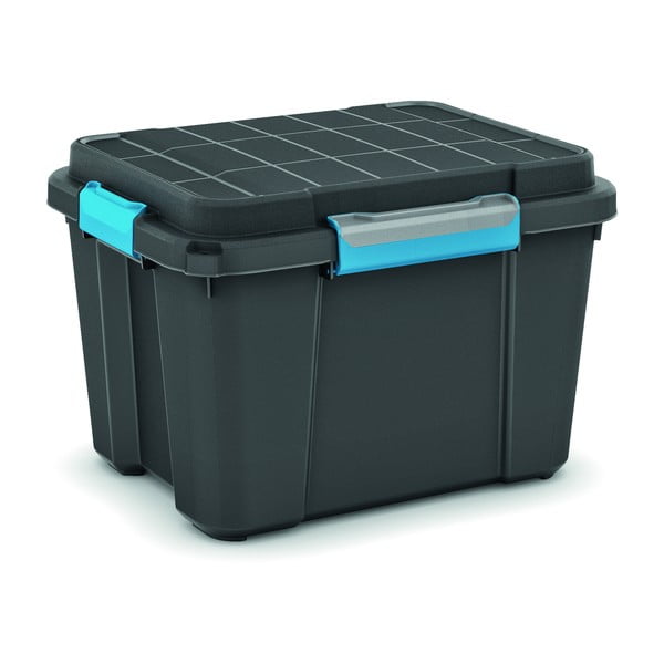 Must plastikust kaanega hoiukast 49,5x39x34 cm Scuba Box - KIS
