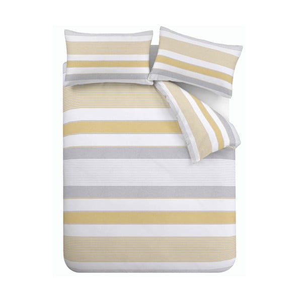 Kollane ja hall voodipesu , 200 x 200 cm Newquay Stripe - Catherine Lansfield