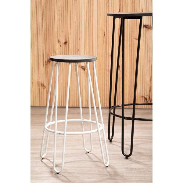 Valge/naturaalsest jalakaspuidust baaritool (istme kõrgus 75 cm) District - Premier Housewares-image-1