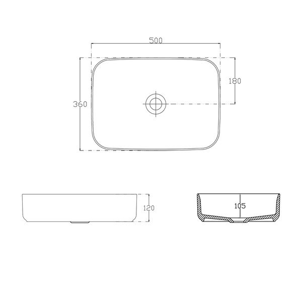 Valge keraamiline valamu 50x36 cm Infinity Rectangle – Sapho-image-3