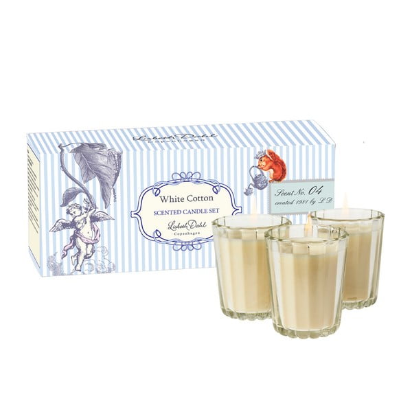 Sada 3 vonných svíček White Cotton od Lisbeth Dahl