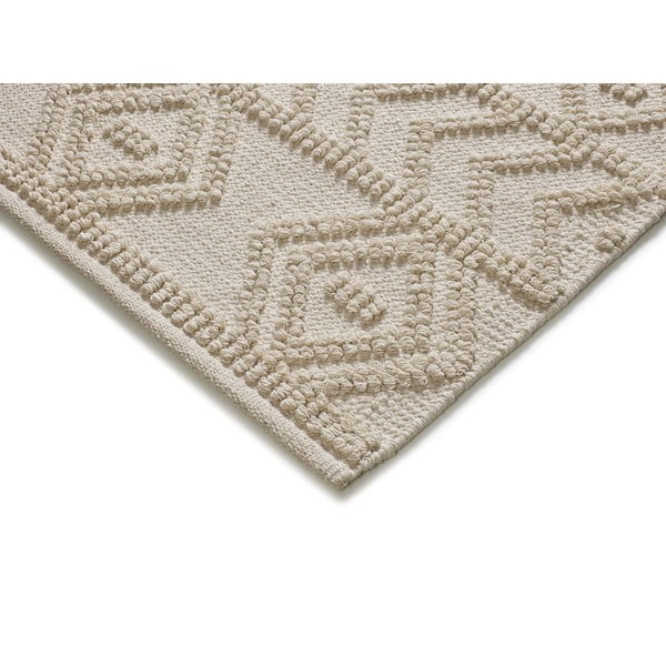 Kreem taaskasutatud puuvillast käsitsi valmistatud pestav vaip 120x170 cm Pamuk - Universal-image-2